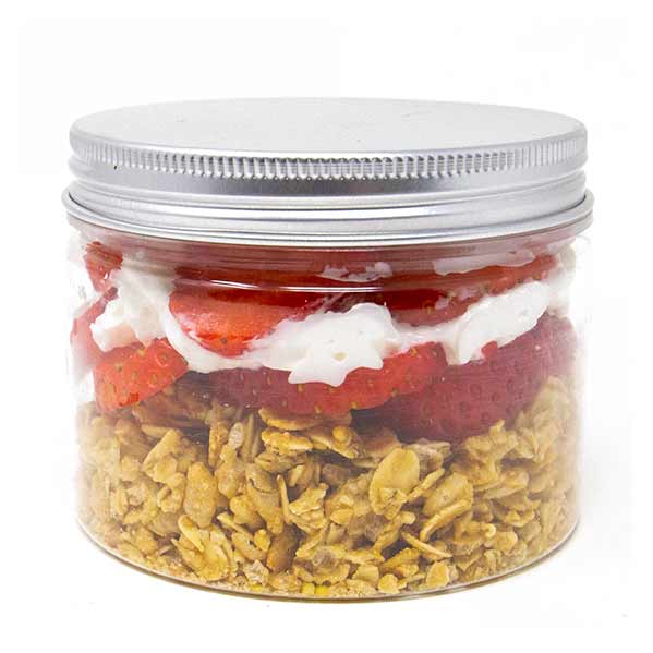 Thick pot de creme mason jar for bakery display with aluminum Lid